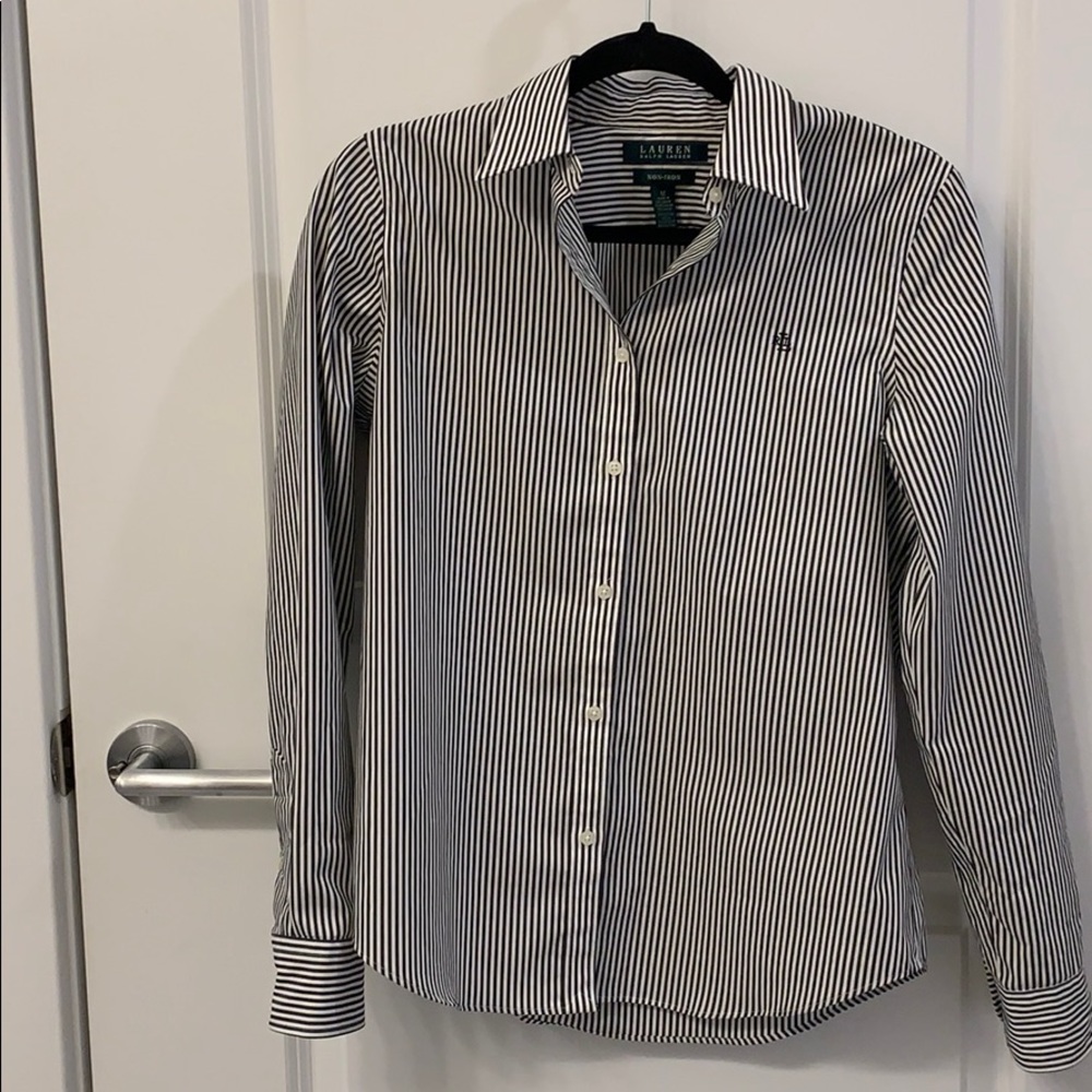 Black and White Stripped Ralph Lauren Button Up